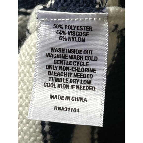 Chaps Womens Navy & White Striped Button Neck Sweater Size Medium - Picture 5 of 7